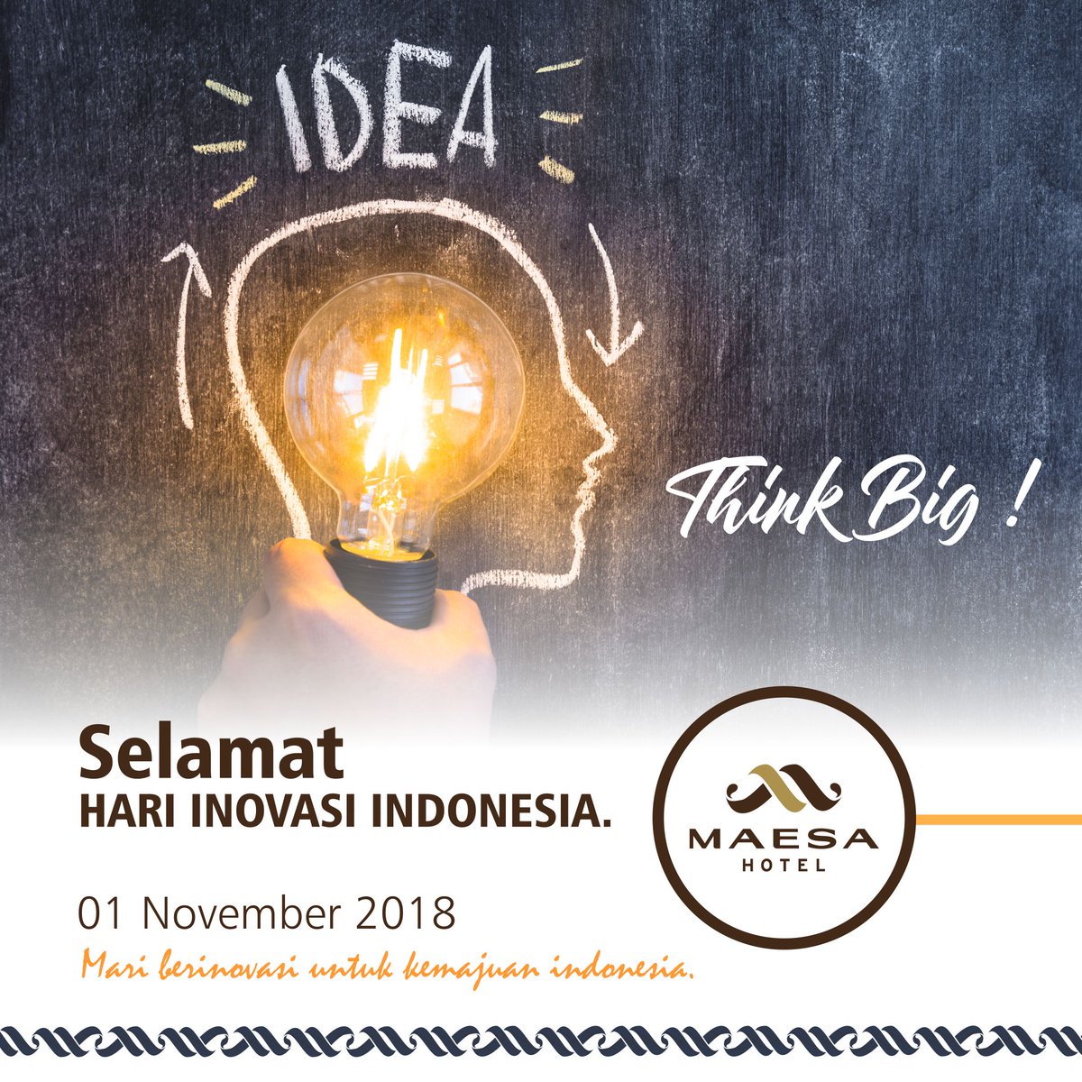 SELAMAT HARI INOVASI INDONESIA.
Mari berinovasi demi kemajuan kita dan untuk bangsa Indonesia.

#hariinovasi #inovasi #inovasiindoneisa #indonesia #thinkbig #maesahotel #ponorogo #hotelier #ponorogo #maesasemakinoke