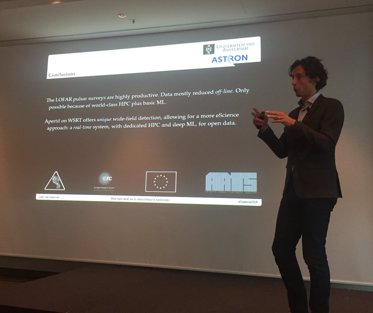 primeurmagazine's tweet photo. Lofar telescope data + #MachineLearning #HPC + good software enables astronomy discovories. Summary Joeri van Leeuwen @ASTRON_NL talk at at #eScience2018 https://t.co/TkTUfKHWdl