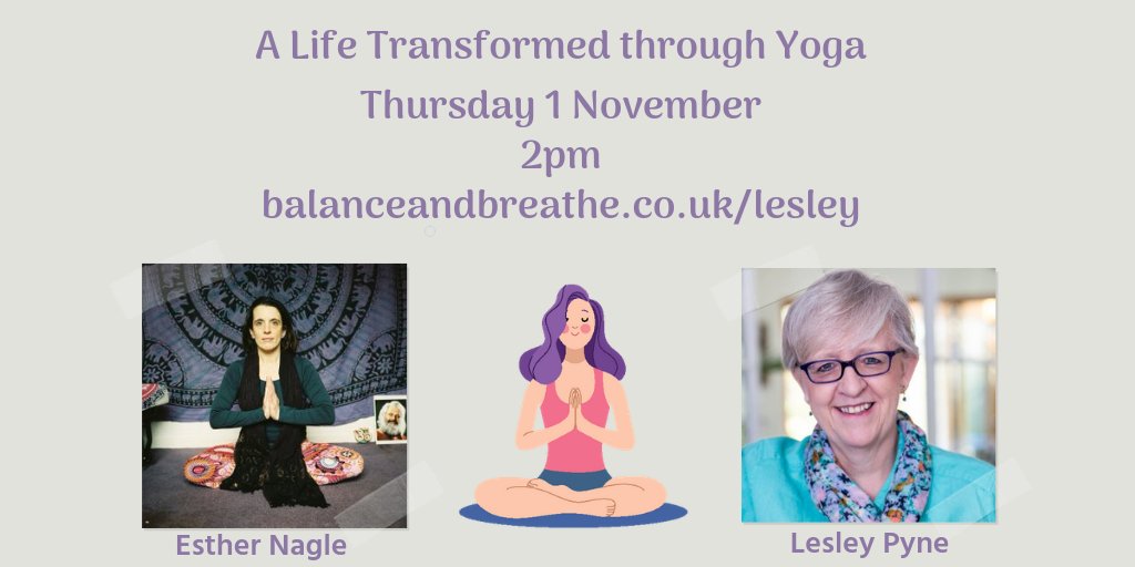 Not long till I talk to #author @LesleyPyneCoach on Facebook about how she found healing and transformation through #Yoga. Will you be joining us?

balanceandbreathe.co.uk/lesley