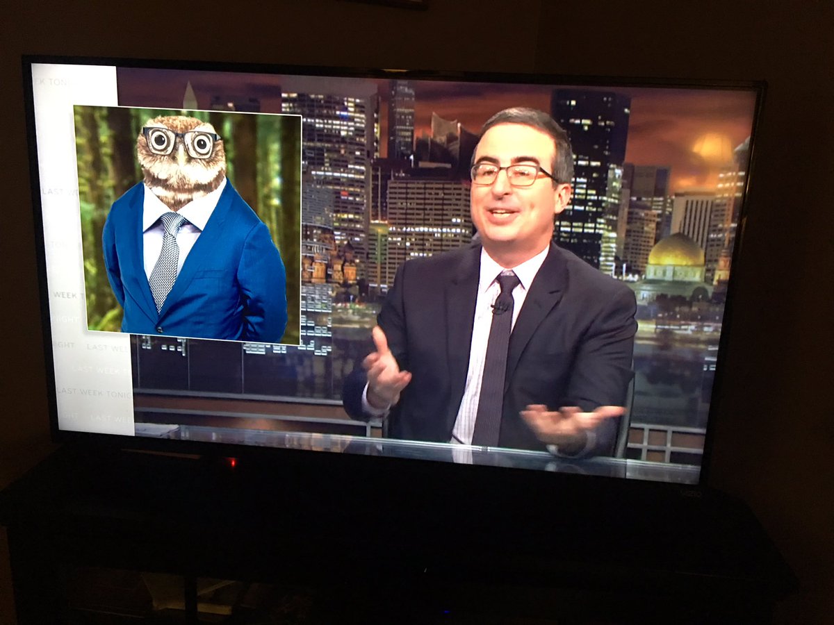 Thank you @iamjohnoliver for proving my 2-year-old right that is nearly impossible to tell the difference between you and a “hoo hoo” #birdsarepeopletoo