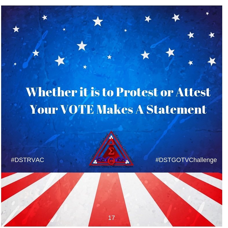 6 days until Election day, Nov 6th.
#EastEmpoweRED 
#DSTRVAC #DSTGOTVChallenge 
#DeltasVote #WhenWeAllVote
#NJSocialActionDST <a href="/NJSocActionDST/">PD Williamson</a> <a href="/dstinc1913/">dstinc1913</a> #RedArmyREaDy2018 <a href="/easternregdst/">EasternRegionDST</a> #VoterProtection #VoterMobilization #MakeOurVoiceCount #PowerInOurVoice