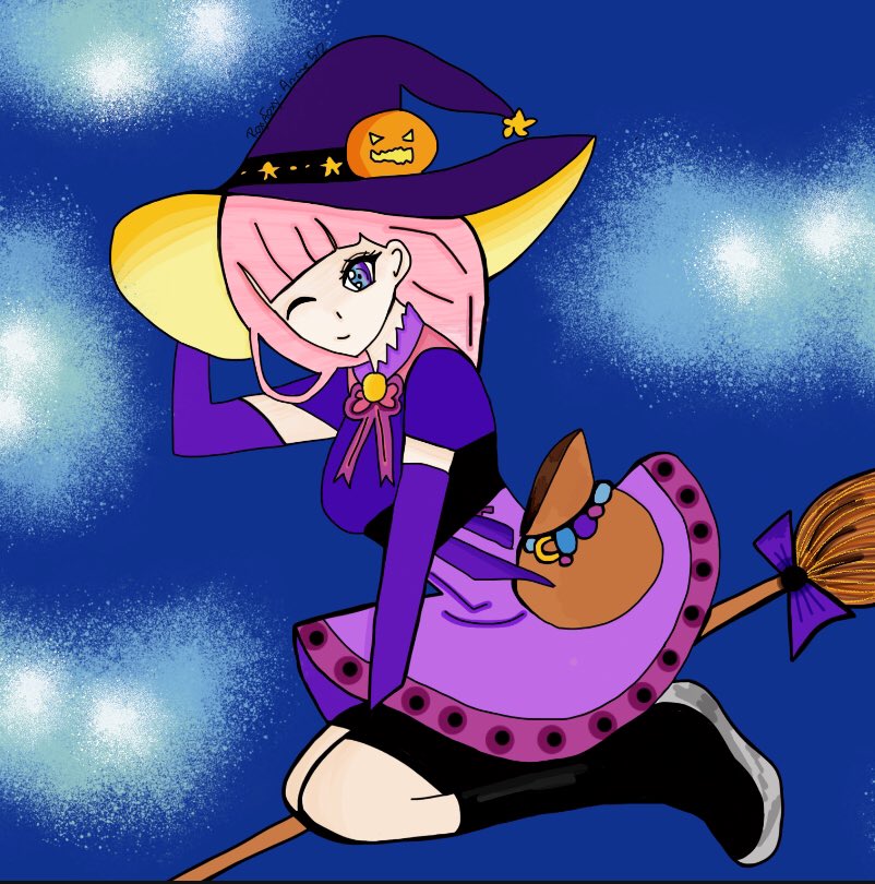RoxyDenenberg's tweet photo. Happy Halloween hope you like the art 
#HappyHallowen #art #anime #Haloween2018 #halloweenart #witches https://t.co/apcEBR4QYj