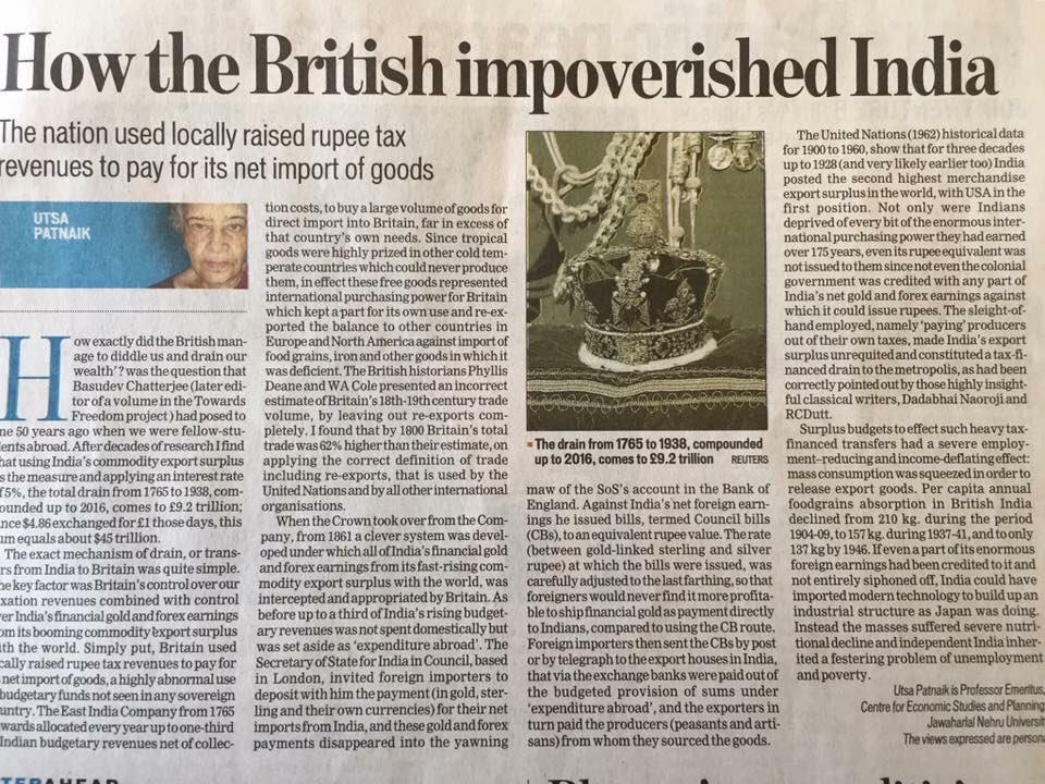 Antevasin10's tweet image. BBC jokers, #British looted and impoverished then rich country #India; Britain owes 9.2 trillion pounds  as #colonialReparations. Looters, when are you give us back our money @BBCWorld