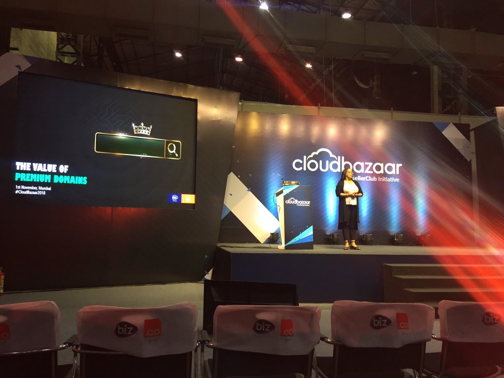 dotCO's tweet image. Our Director for Registry Services, Crystal Peterson, takes the stage at #CloudBazaar2018 to throw light on the value of #Premium #DomainNames.