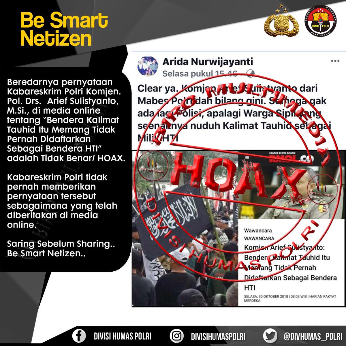 Divisi Humas Polri Twitter Beredar Pernyataan Kabareskrim Polri