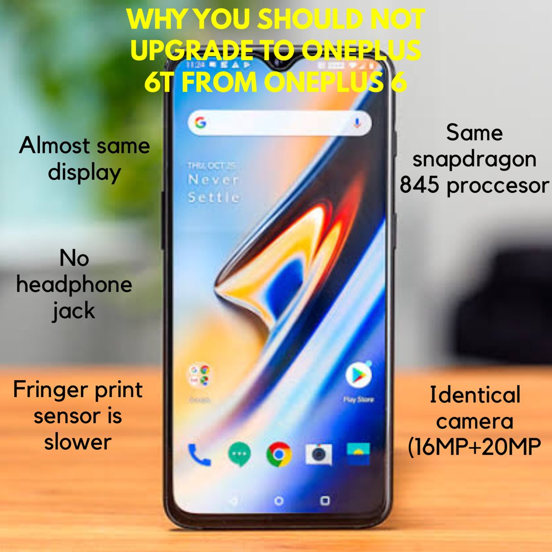 knowinshort's tweet photo. Why you should not upgrade to OnePlus 6T from OnePlus 6.
.
.
#electronics #technology #OnePlus6TLaunch #OnePlus6 https://t.co/Z7Qlu36Bku