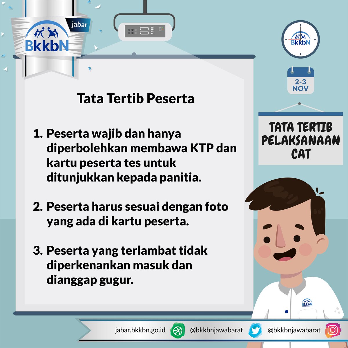 dukbanggajabar's tweet photo. Siang #SobatBKKBN, mimin punya pengumuman penting banget buat #CPNS #CPNSBKKBN #CPNS2018 #ASNKiniBeda #2019JadiASN #pejuangNIP, mohon semuanya menyimak dengan baik ya. Demi kelancaran SKD yang akan dimulai esok hari.
.
#bkkbn
#bkkbnjabar
#bkkbnjawabarat https://t.co/EXpoKL3Tug