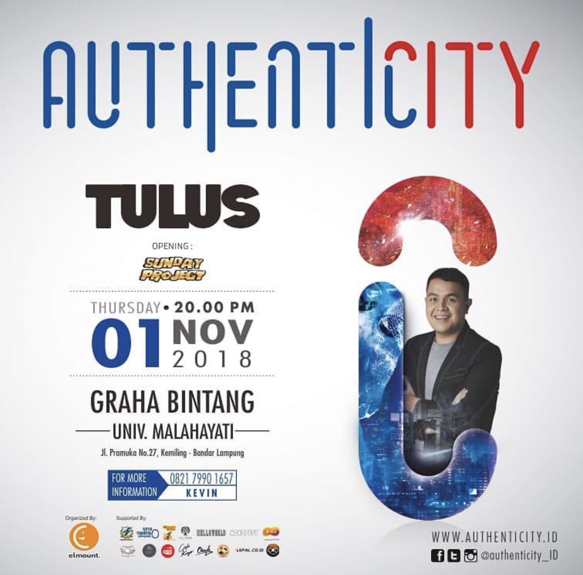 MALAM INI!
Teman-teman bisa lihat TULUS di MonoFest Authenticity yang diadakan di Graha Bintang Universitas Malahayati, Bandar Lampung, pukul 20.00.
#AgendaTULUS