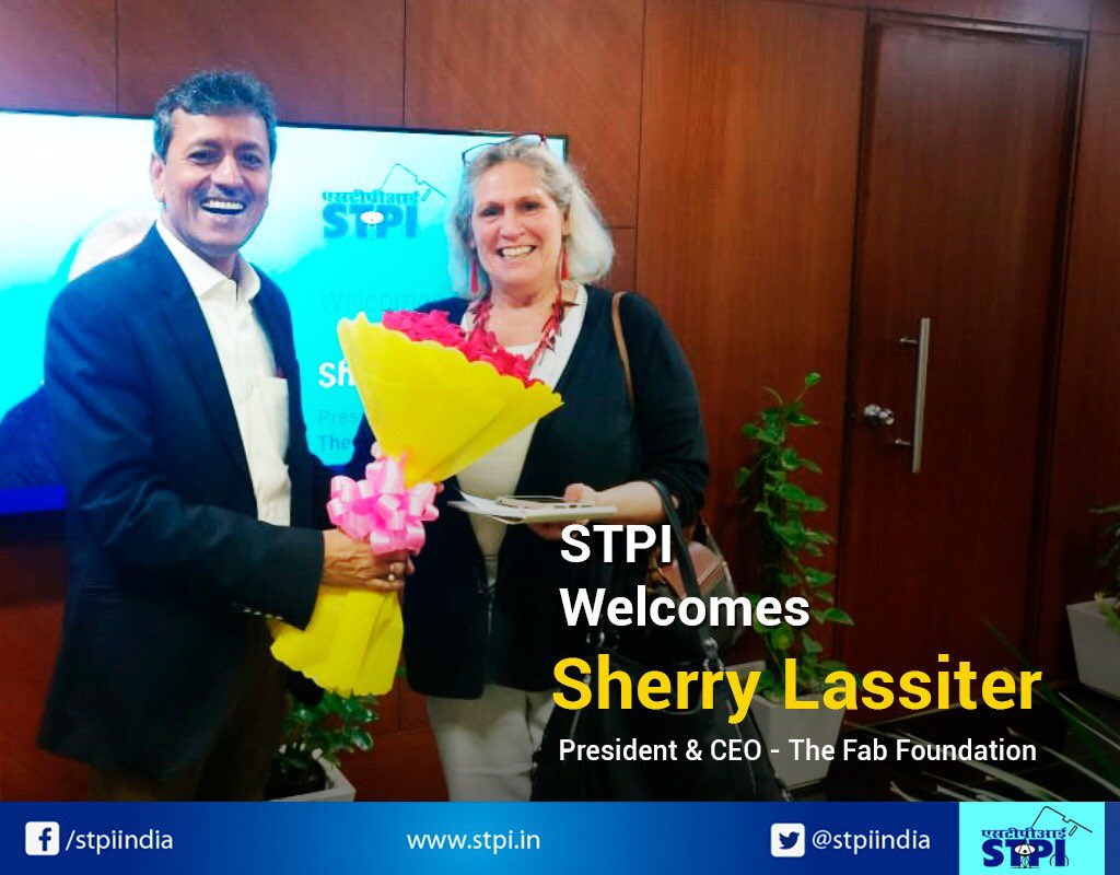 stpiindia's tweet image. DG #STPIINDIA, Dr. @Omkar_Raii welcomes Sherry Lassiter, President &amp;amp; CEO, The Fab Foundation at STPI HQ. 
An MoU is entered between STPI &amp;amp; Fab Foundation.
1st Fab Lab to be setup in #Bhubaneswar.
#STPIINDIA #Fablab @FabFndn @FabLabStories