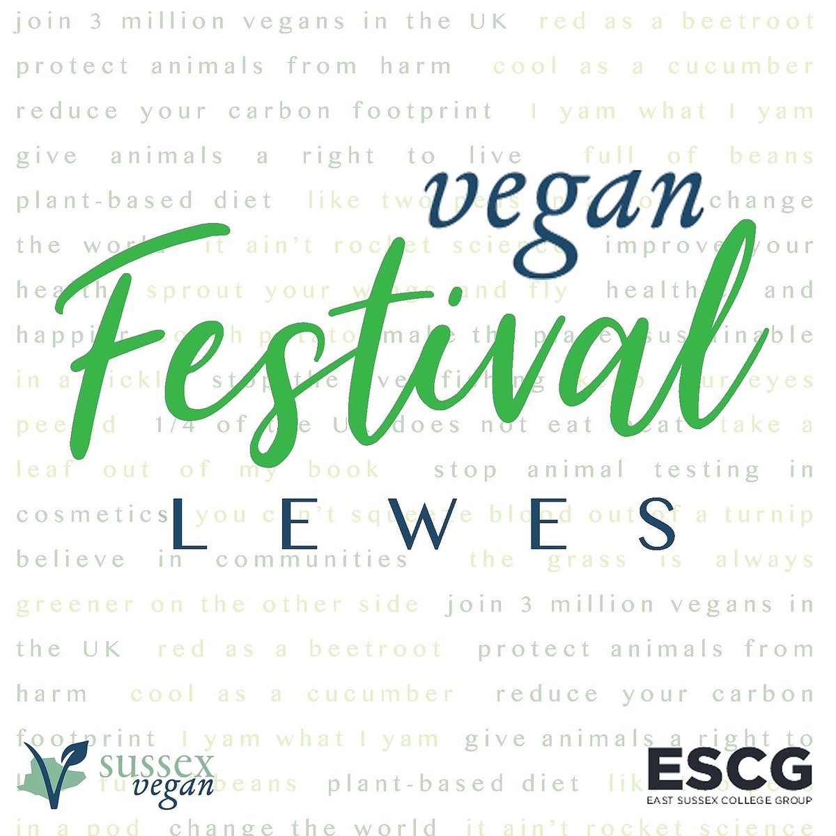 TODAY! Happy #WorldVeganDay, come celebrate between 10am and 2:30pm at @esclewes 1 Mountfield Rd, Lewes, BN7 2XH. It's a free event, with an amazing line up of #vegan businesses. There are talks, an art exhibition and live DJ.  sussexvegan.com/programme ♥️ #veganfestivallewes