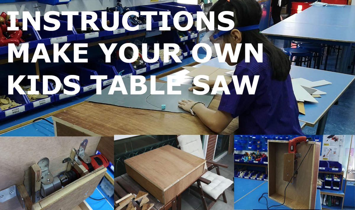 Ok, here is a link to a blog post with instructions to build your own kid friendly and safe table saw. They are a bit rough in places but a lot is down to you to decide in terms of sizes geekyteachers.com/make-a-kid-fri…
Hope this is useful
#makered