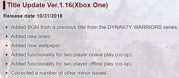 えふりす Xboxone Dynasty Warriors 9 アップデートでオフライン協力プレイ オンライン協力プレイが追加 T Co 9xan5pcyik