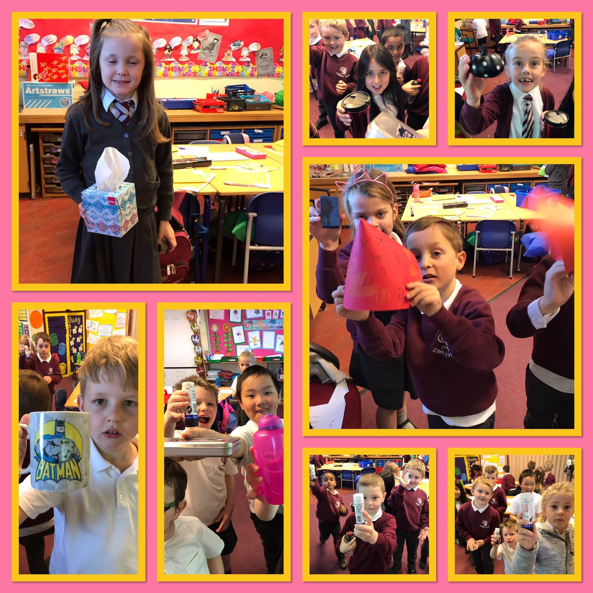 MissMooreCPS's tweet photo. We have been learning about 3D shape. We went on a scavenger hunt to find 3D shapes in our classroom. #cuboids #cubes #spheres #squarebasedpyramids #whatelsecanyousee? @MrColvinCPS https://t.co/smShIkz7Gp
