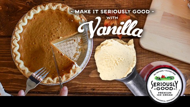 seriouslygoodco's tweet photo. Thanksgiving Friday is a day to celebrate leftovers! Top that last piece of pie with Seriously Good vanilla ice cream – and enjoy!
#vanilla #yummygoodness #pie #Thanksgiving https://t.co/58Mq6LJ4DO