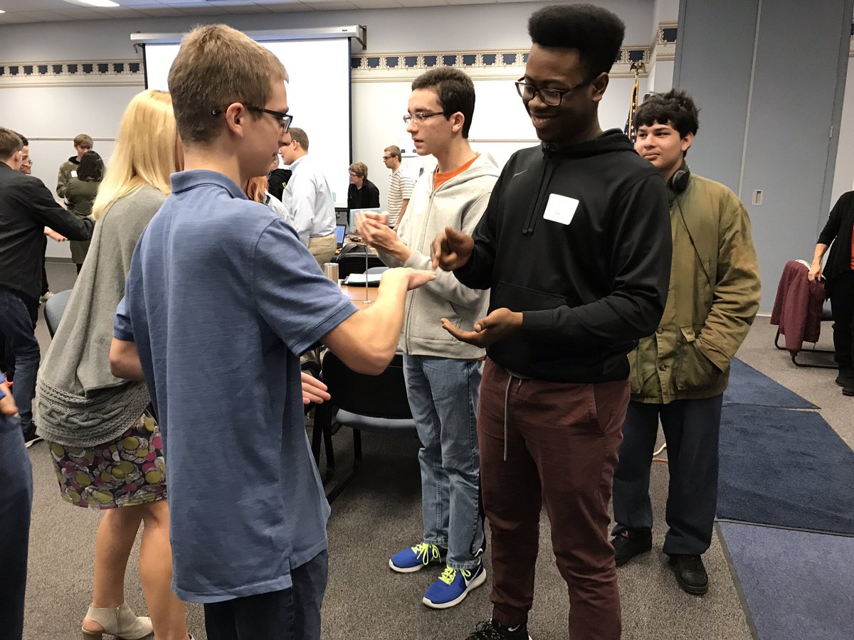 LeighSmithEDU's tweet photo. HD members from different schools playing rock-paper-scissors to get to know each other. #liuhelpdesk #bhslearns https://t.co/tvi9ZZLfdl