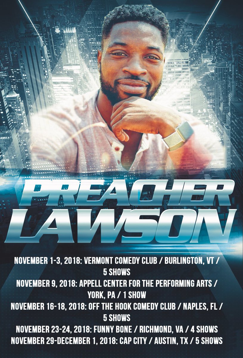 PreacherLawson's tweet photo. HEY NOVEMBER!!!! Get your tickets 🎫
#LaughTrain #ChooChoo 🚊 https://t.co/XJzgqdYgHX
