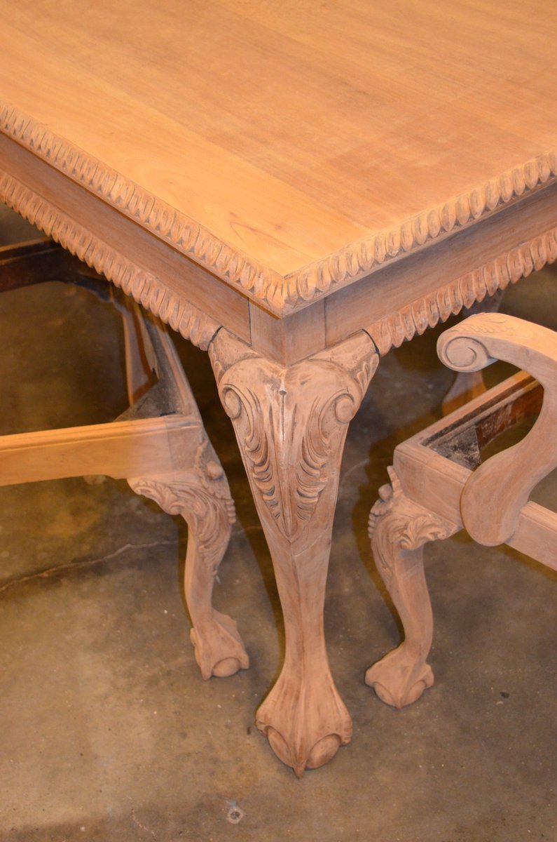 FP4UManchester's tweet photo. #Mahogany dining table and six chairs stripped and sanded, now ready to be stained and re-polished. #No1 #FurnitureRepair #Manchester https://t.co/V2mWr8jyeM
