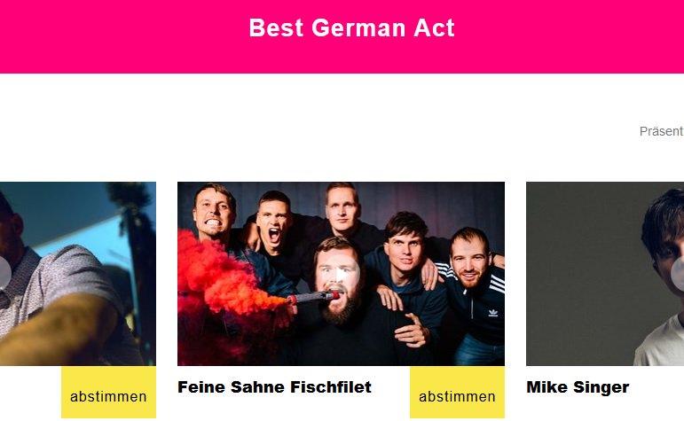 #FeineSahneFischfilet sind für den MTV-Ema-Award nominiert. Supportet #antifa|schistische Kultur und votet für @FeineSahne genau hier:
mtvema.com/de-de/vote | #allesaufrausch #nochnichtkomplettimarsch