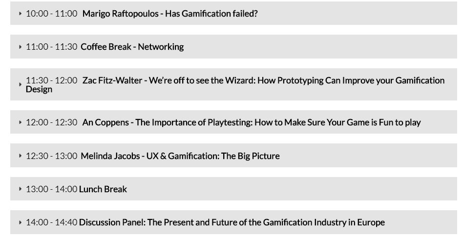 This is the final schedule of <a href="/Gamification_EU/">Gamification Europe🕹️⛳🥇💡🌍</a>! I will facilitate the discussion panel of day 2 on the state of #gamification research with <a href="/marigo/">Dr. Marigo Raftopoulos</a> , <a href="/Credit_Continue/">Dr. Samantha Clarke</a> and <a href="/zacfitzwalter/">Zac Fitz-Walter</a>. Do you have any questions you want to ask them? 
#GamificationEurope
gamification-europe.com/schedule-gamif…