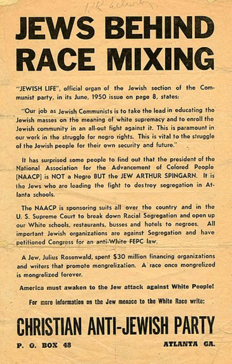 A quick word re: the Klan getting their sheets in a twist about “white g@nocide.” It’s a conspiracy theory where white supremacy, the herrenvolk or the racially pure nation is under threat due to non-white immigration and “race-mixing” and that Jewish people are behind it all.