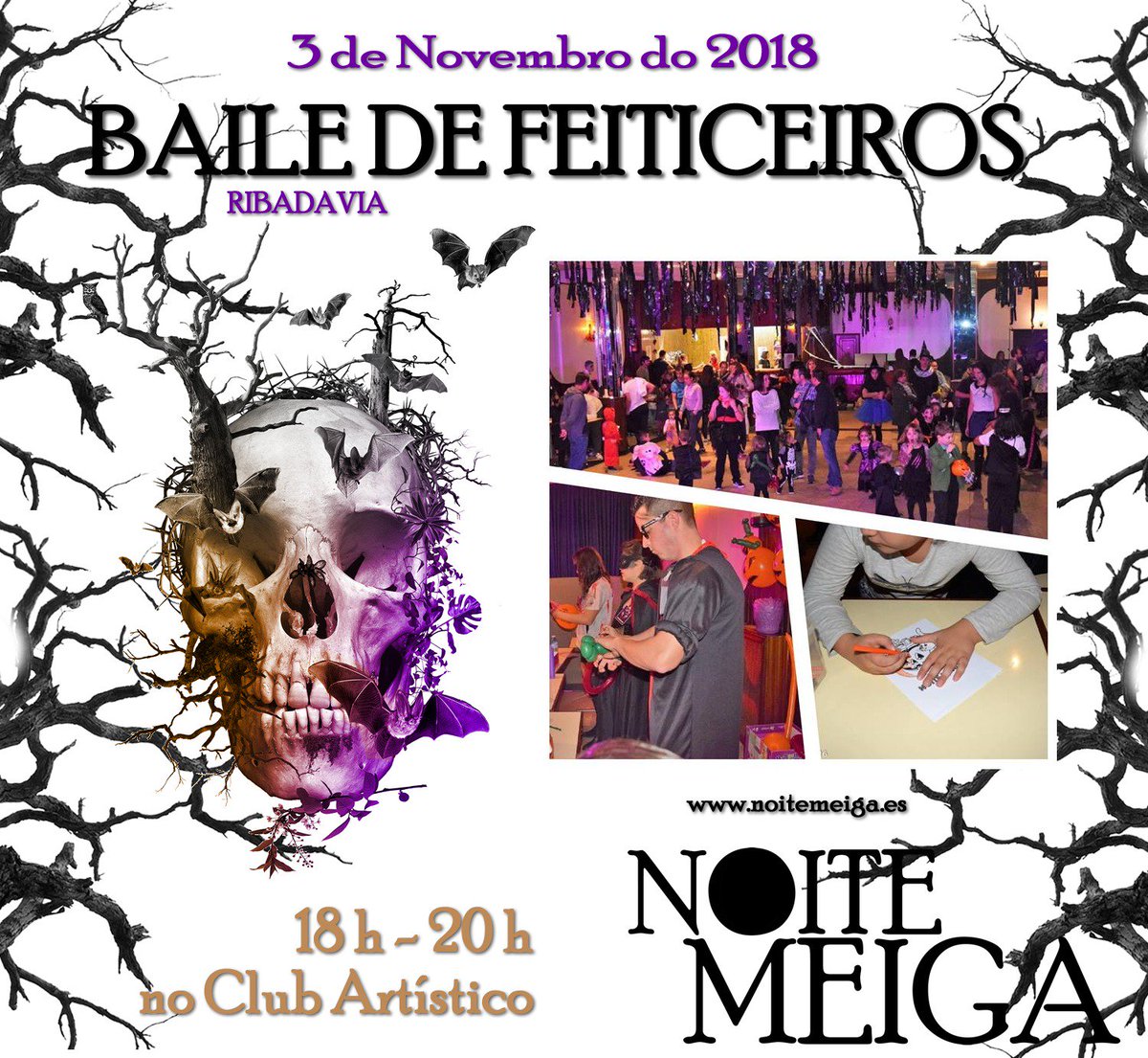 NoiteMeiga's tweet photo. A Noite Meiga comeza xa de tarde, cun baile para os máis pequenos xa que eles son moi importantes na nosa festa, e por iso a partir das 18 h e ata as 20 h estaremos a nos divertir con eles, no noso Baile de Feiticeiros, con moitos xogos, baile e obradoiros https://t.co/FuOvTBcBoE