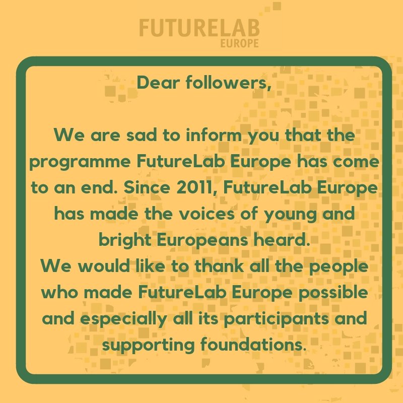8 years, 150 participants and 10 civic projects, the programme FutureLab Europe will unfortunately come to an end. A special thank to all those who made FutureLab Europe possible!