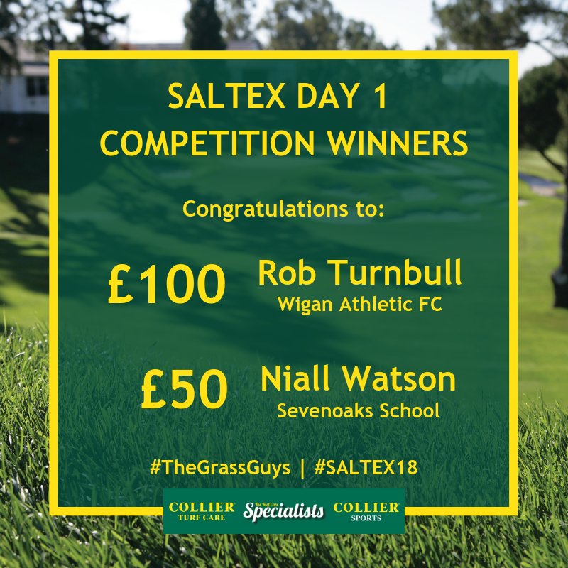 CollierTurfCare's tweet photo. Congratulations to our Day 1 #SALTEX18 competition winners! A representative will be in contact soon. Drop by our stand C35 today to be in with a chance to win more Love2Shop vouchers! #TheGrassGuys #WallChartMania @IOG_SALTEX https://t.co/oMrzVCYijX
