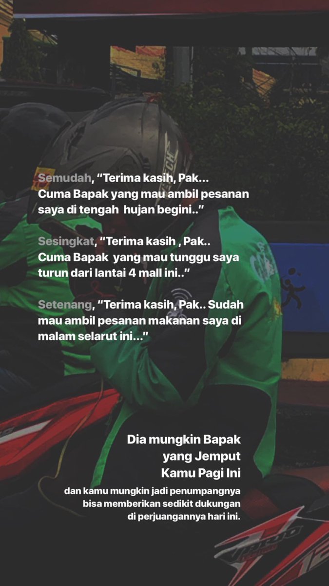 kaya tertampar liat storisnya <a href="/lavivrie/">Lolita Lavietha</a> ini, krn sering bgt ngerasa agak kesel pas bapaknya agak lama nyamperin, kadang masih nanya mau dijemput dimana. :’)