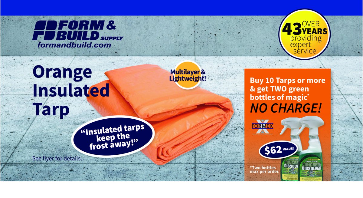 Cut costs by keeping frost out, and your gear clean!  #MotarDissolver#formandbuildsupply #InsulatedTarps#The6ix#WhatGreatCustomerServiceLooksLike!  Visit formandbuild.com or see you @ 1of 5 Branches!