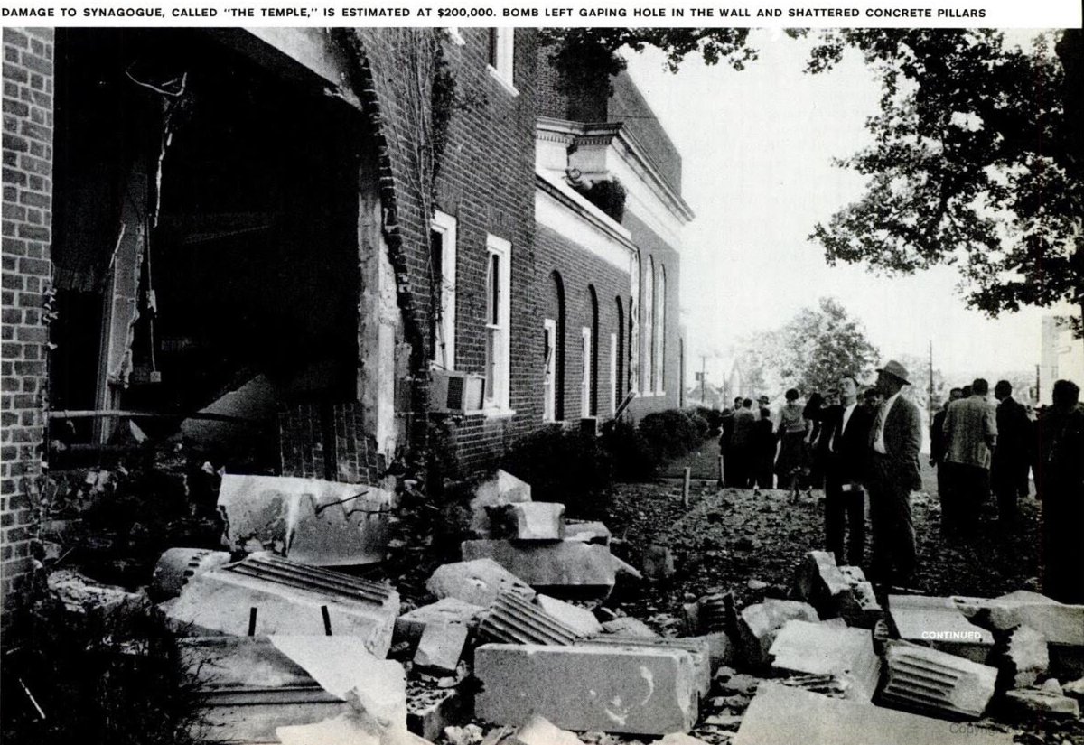 There were over 80 bombings and attempted bombings in the South in the wake of the Brown decision (1954-1960) and 7 of those targets were synagogues. All five men indicted for the bombing of a synagogue in Atlanta in 1958 were linked to Crommelin’s National States’ Rights party.