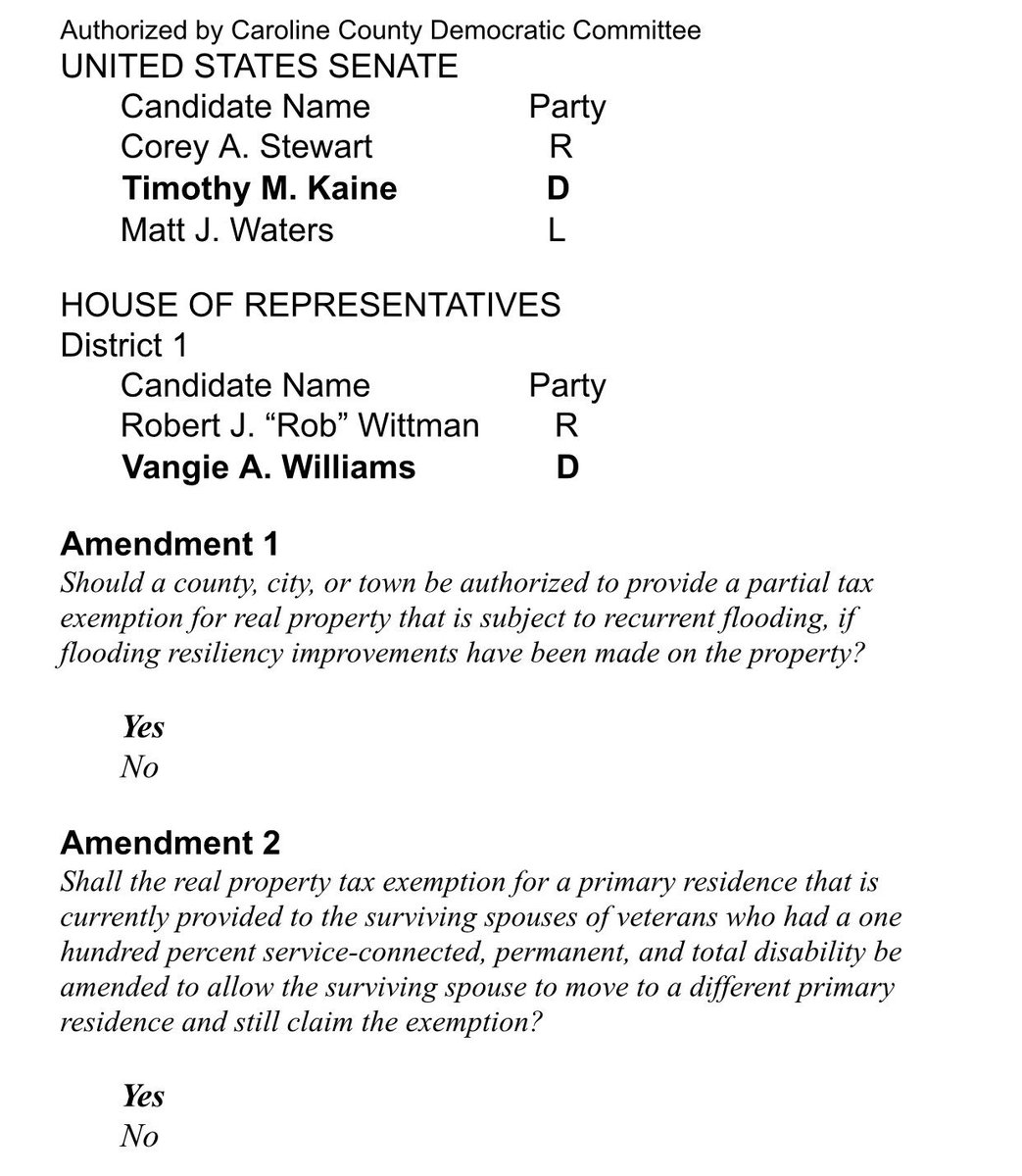 CCDCofVA's tweet photo. Sample Ballots approved by CCDC for Nov 2018 election! https://t.co/wqx1FmKsqe