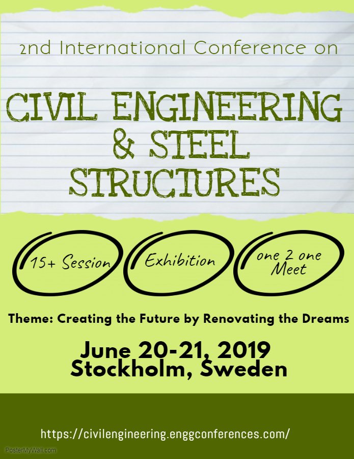 Civilenggconf's tweet photo. #Engineering #structures begin with an #idea, an aspiration and a set of #goals.
#civilengineering #Steel_structures #stockholm #sweden #june 20-21, 2019
For more Details PS: https://t.co/WNOfbXrf9C https://t.co/XIt9YhStPS