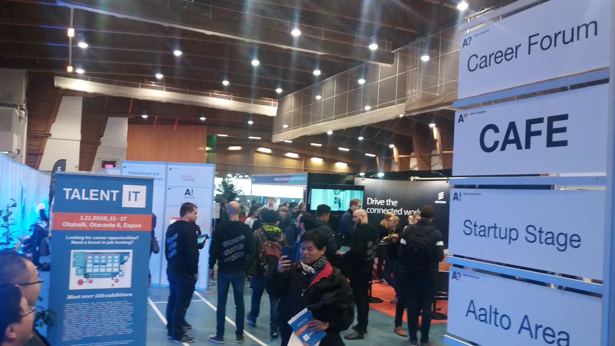 AaltoUniversity's tweet photo. Over 120 exhibitors @TalentITFair in Otahalli today until 5 pm. The fair is an excellent opportunity to network with professionals and to find a job or an internship. Welcome! #recruitment #career #rekry #TalentIT2018 https://t.co/R3BKiunz2V