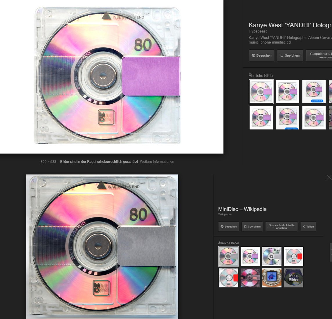 FritzTheBat's tweet photo. Just realized @kanyewest used the photo from the wikipedia article about minidiscs some guy uploaded back in 2009 for #YANDHI. It's exactly the same image + the purple. From the guy that gave @PUSHA_T $85,000 to buy that Whitney Houston bathroom photo, pretty funny #savedatmoney https://t.co/WaFsFTxNbl