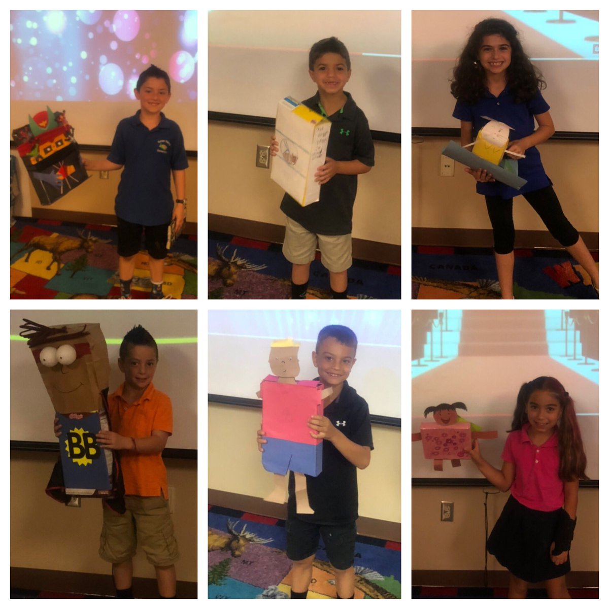 MrsReeceSPE's tweet photo. What a wonderful job my class did on their character projects! They loved sharing with their classmates! #characters #secondgradefun @SunsetPalmsElem @Principal_SPES @justin https://t.co/SWSabl7ZkZ