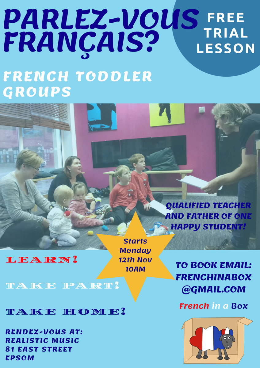 French Toddler Group starting 12th November 10am! 
<a href="/whatsoninepsom/">What's On in Epsom</a> #epsom #toddlergroup
