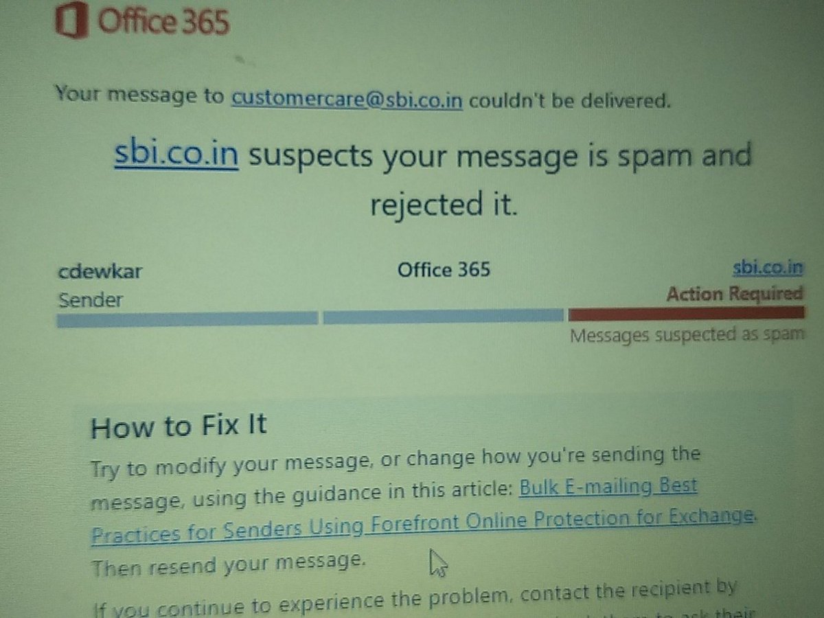 Rejected message suspects it is spam and your Incoming email
