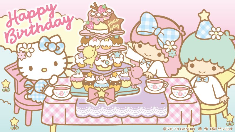 Kikilala Sanrio على تويتر キティちゃんお誕生日おめでとう キキと一緒にカップケーキタワーを作ったの また楽しいパーティをしようね