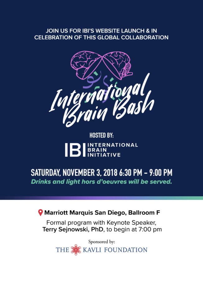 IBROorg's tweet image. Going to #SfN18? Join the members of the  International Brain Initiative at the @SfNtweets meeting for a #BrainBash on Saturday, 3 November at 18:30!
The event is open to all!