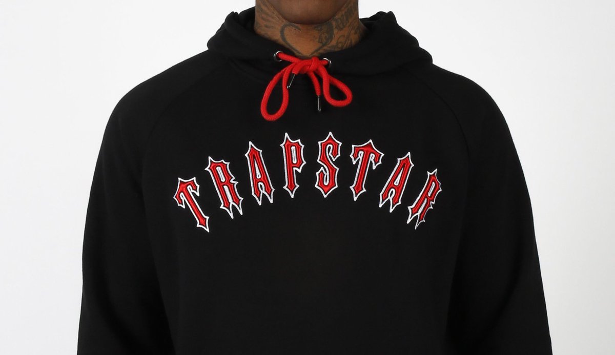 trapstar hoodie black and red