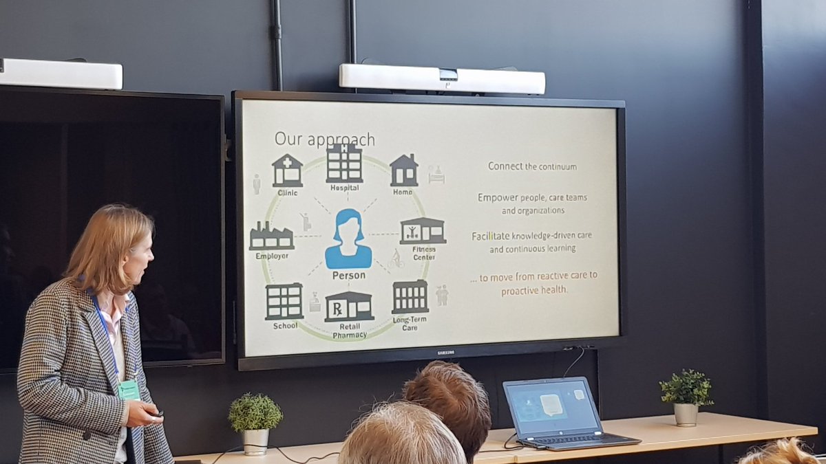 HSETandT's tweet photo. @CernerUK Flavia Rovis speaks about their #HealtheIntent platform for population health management #ehealth4all which allows for collection and analysis of data for actionable insights within the patient workflow. https://t.co/Licqi68vNZ