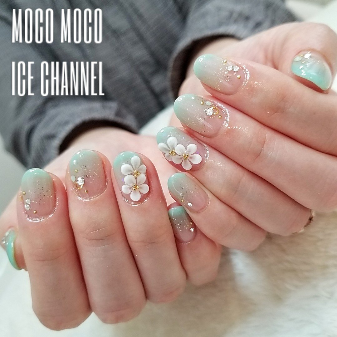 Ice Nailist あいすちゃん A Twitter 爽やかなグリーン 散りばめ