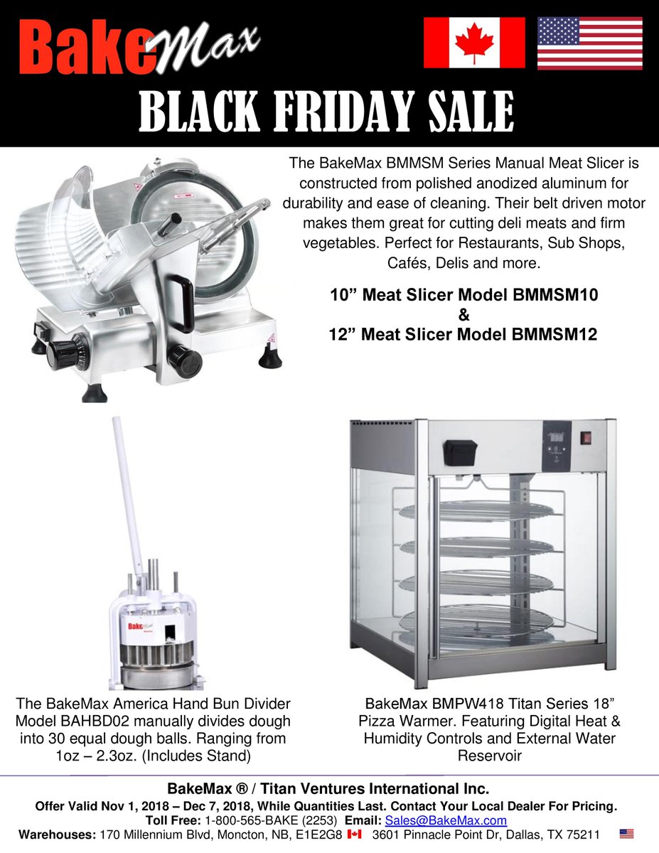BakeMax_TVI's tweet photo. Black Friday Starts Now! Contact Your Local Dealer For Pricing. #BlackFriday #Sale #FoodService #RestaurantEquipment #FoodServiceEquipment https://t.co/2szRLA6Gr6