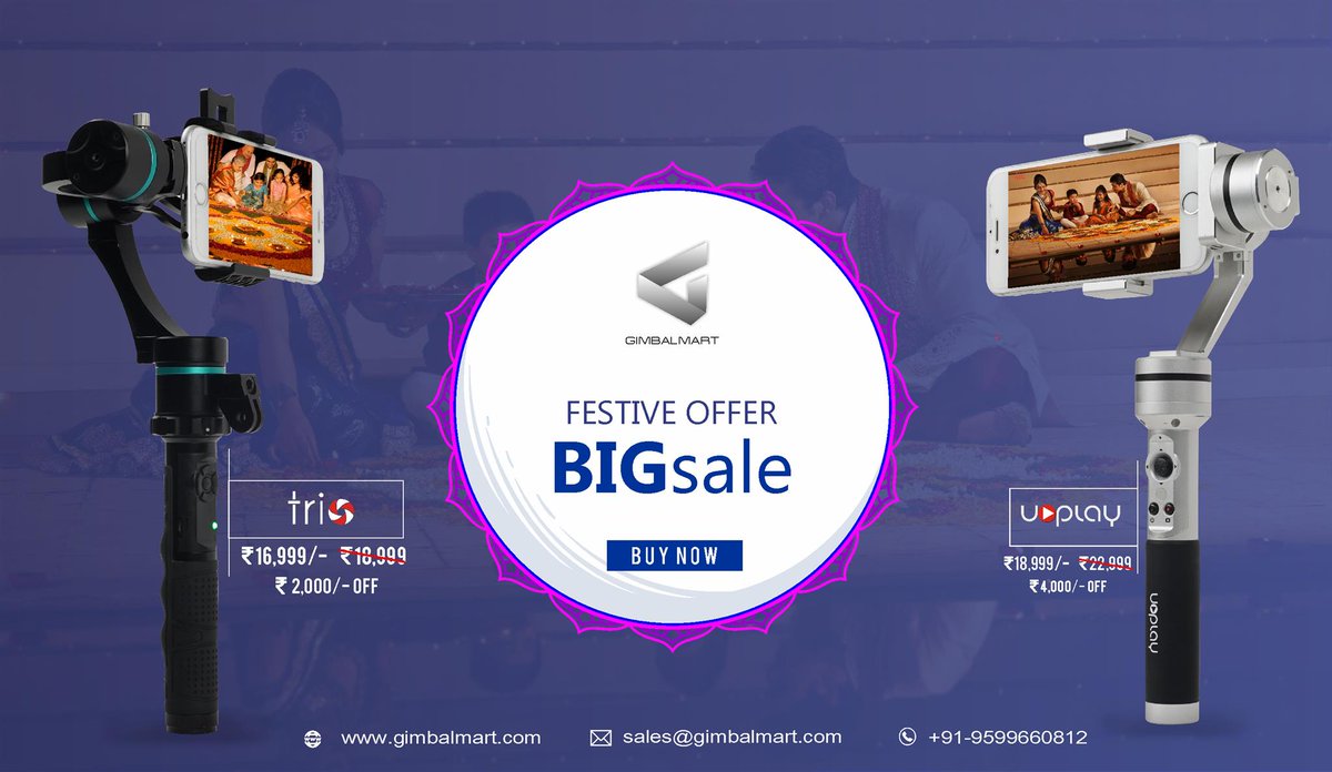 Gimbalmart's tweet photo. It’s time to capture! Celebrate this #Diwali by filming those sparkling moments with our iconic #GimbalMart products available at pocket-friendly prices.
Buy Now : https://t.co/MPTgj4dok3 | +91 95996 60812 | sales@gimbalmart.com
#bestbuy #stabilizer #gimbal #cinematographer https://t.co/xYnlV8n6cV