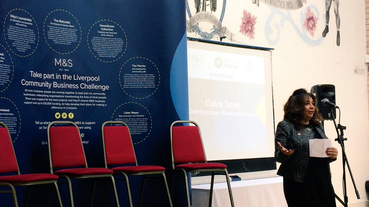 Talking of the importance of #communitybusiness at the #CBChallenge with @ClaireDove3 @VCSECrownRep and CEO of @BlackburneHouse