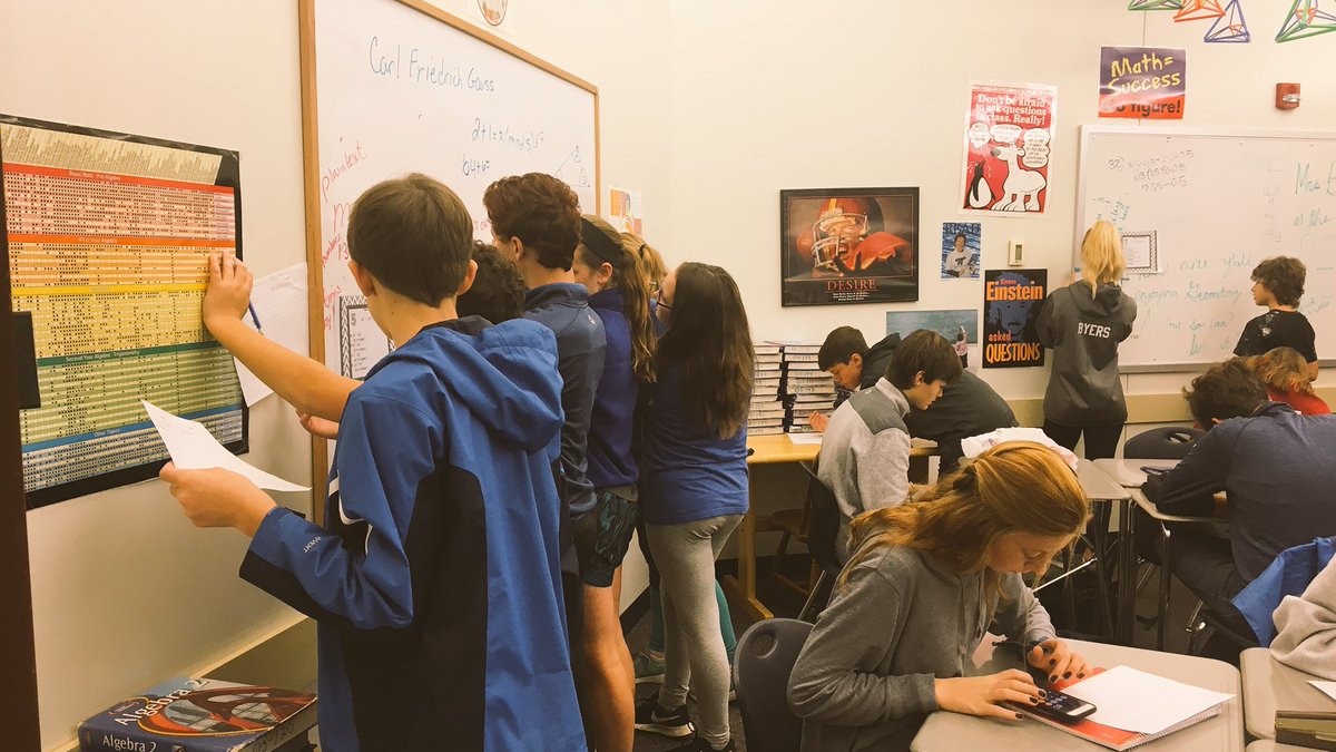 Mariemont_HS's tweet image. Lots of quiet intensity &amp;amp; motion in @jbellmath’s Algebra II class this morning so I stopped in to find out more. Ss were practicing doing operations w/ polynomials at stations around the room. Once they complete a problem, they move to the next station to check their answer.