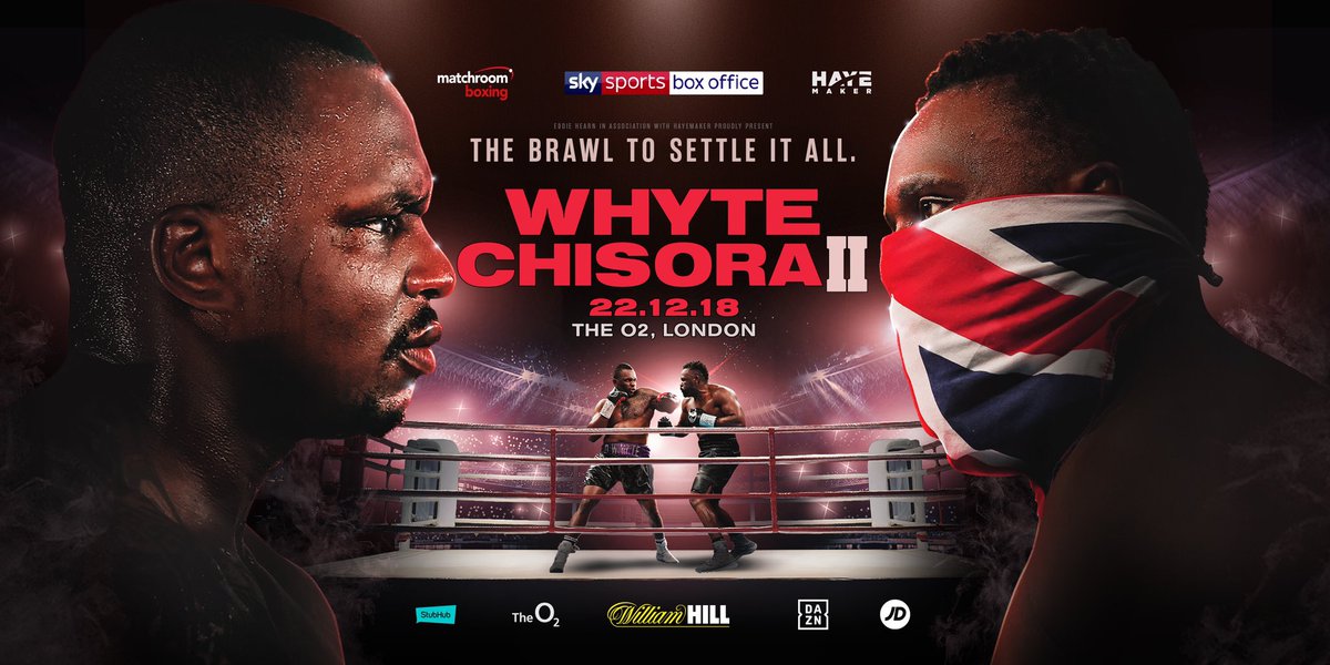 IT’S ON! 💥💥 @DillianWhyte and @DerekWarChisora rematch Dec 22 @TheO2, live on @skysports Box Office & @DAZN_USA! 🔥🔥 #WhyteChisora2