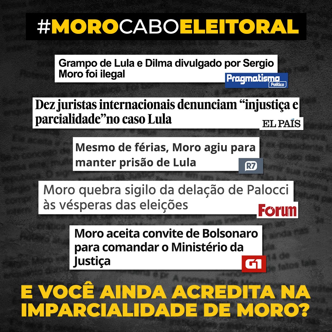 PTnoSenado's tweet photo. Moro vazou delação de Palocci antes das eleições. #MoroCaboEleitoral https://t.co/Krw3X41LVX