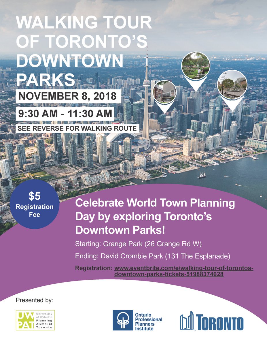 uwpatsocial's tweet photo. Celebrate World Town Planning Day with @uwpatsocial , @OntarioPlanners , and the City of Toronto by exploring Toronto’s Downtown Parks with City of Toronto Parks Development &amp; Capital Projects! Registration: https://t.co/WotGQnDCMI https://t.co/VasBTcrdCh