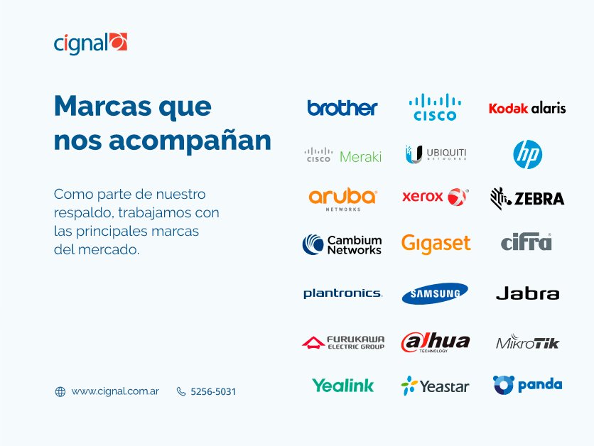 Cignal_it's tweet image. Como parte de nuestro respaldo trabajamos con las principales marcas del mercado. 

🌐 cignal.com.ar

Tel. 011 5256-5031| ventas@cignal.com.ar

#cignalIT #telecomunicaciones #infraestructura #telefonía #networking #impresión #videoconferencia #technology #storage